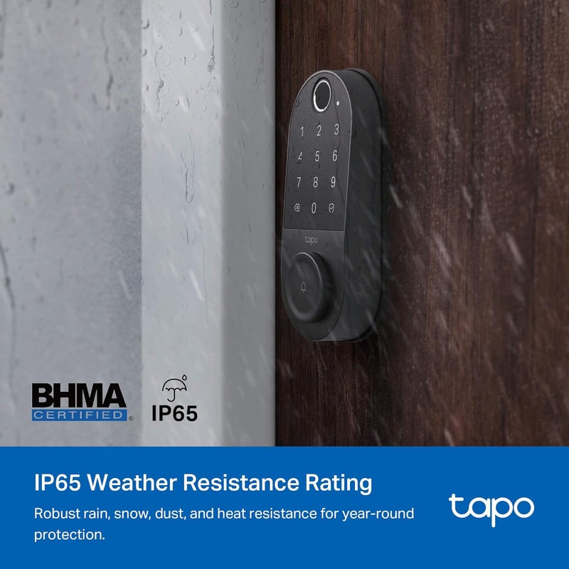 tapo TP-Link Smart Door Lock, Deadbolt | Keyless Entry, Fingerprint Recognition, Touchscreen Keypad & in-App Monitoring with Scheduled Access | 1-Year Rechargeable Battery | BHMA Grade 2 | DL110 - Image 3
